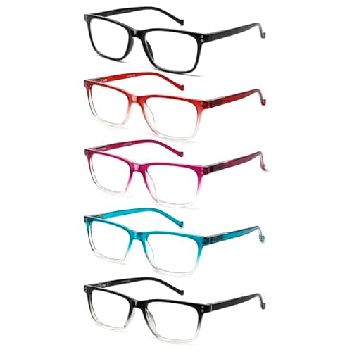 JOSCHOO 5 Pack Reading Glasses Men Women Spring Hinges Comfortable Glasses for Reading (5Clours-3, 3.5)