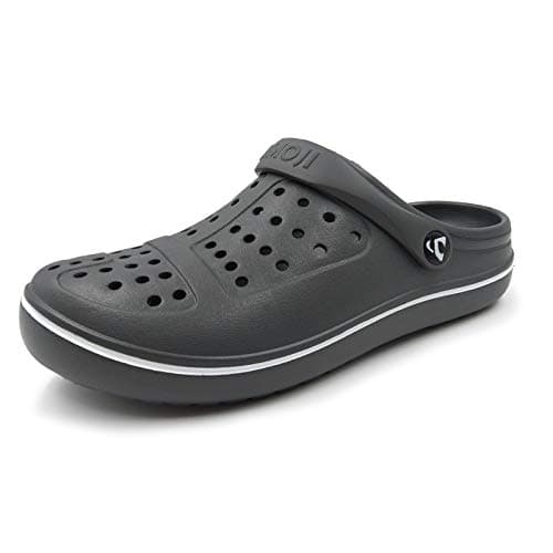 Amoji Garden Clogs Gardening Shoes Shower Slippers Beach Lady Lightweight Bathroom Sandals Summer Adult Male Female CL8818 Grey 7 Women/5 Men