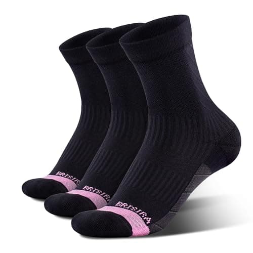 BRISIRA Coolmax Bamboo Viscose Running Compression Quarter Socks Women Moisture Wicking Anti Blister Athletic Ankle Cushion