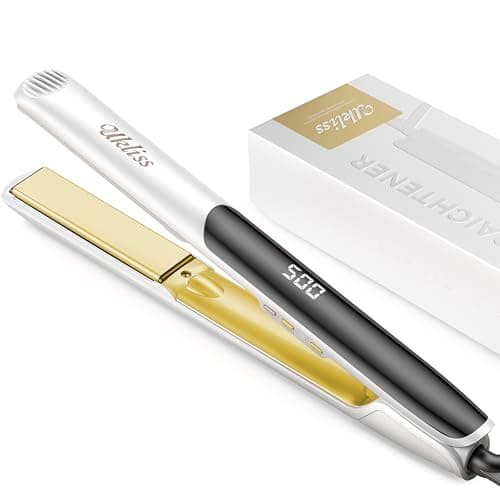 UKLISS 2 in 1 Hair Straightener and Curler, 1 Inch Titanium Flat Iron, 5s MCH Ultra-Fast Heating, 10 Adjustable Temp with Auto Shut Off, Universal Dual Voltage, Anti-Frizz Smooth for All Hair Types