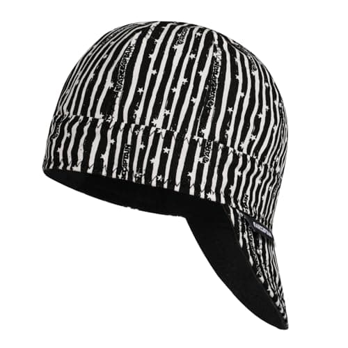 ARCCAPTAIN Reversible Welding Cap, 8 Panel Protective Welders Cap, 10 oz Fireproof Cotton Comforts for Safety and Protection While Welding to Men Women, Line, 7 1/4