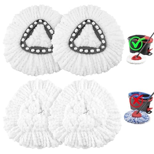4 Pack Mop Head Replacement，Spin Mop Replacement Head Compatible with O Cedar Mop 100% Micro Fiber Mop for Cleaning Machine Washable and Easy to Replace