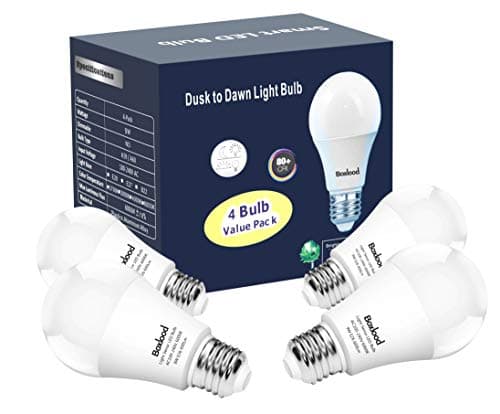 Dusk to Dawn Light Bulbs, 9W (100 Watt Equivalent) Automatic On/Off Light Sensor Bulb, Built-in Photocell Detector No Timer Required E26 A19 120V 6000K Cool White for Indoor Outdoor Yard Patio Garage