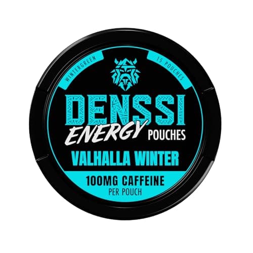DENSSI Energy Pouches, Fast-Acting Caffeine + Nootropic Boost, Sugar-Free & Tobacco-Free, Made in USA, Valhalla Winter Wintergreen, 1-Pack