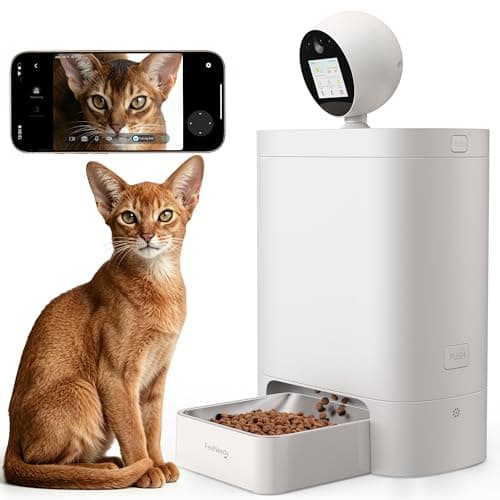 FEELNEEDY Automatic Cat Feeder with Camera 360°, 2k HD Video Night Vision, AI-Powered for Auto Pet Tracking, 5G/2.4G Wi-Fi & 2-Way Audio, Smart APP Control, Low Food Alert, 5.5L Timed Pet Feeder