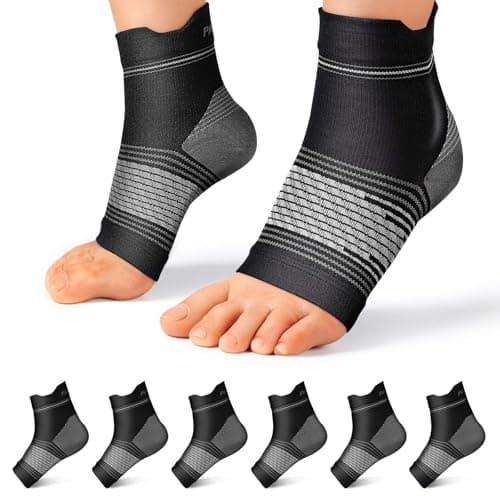 6 Pairs Plantar Fasciitis Socks for Men & Women, Ankle Brace Compression Socks with Arch Support for Achilles Tendonitis, Heel Pain, Swelling & Arthritis Relief, Black, Large