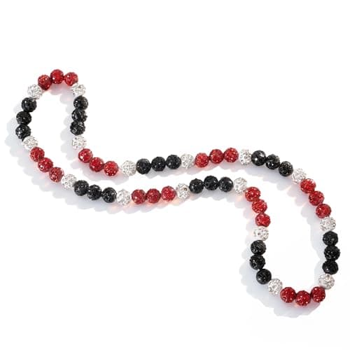 AUSGER Baseball Ice Collection Necklace for Boys Men Sparkly Elastic Bling Beaded Rhinestone Necklace Drip Gift for Girls Kids Players