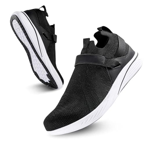 rosrabit Men's Walking Shoes, Wide Toe Box Breathable Barefoot Shoes Black