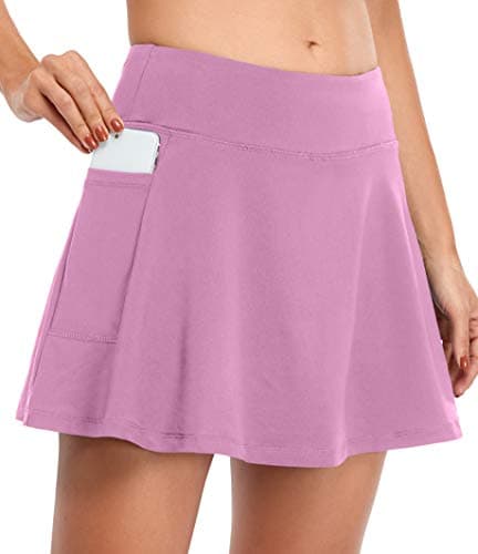 Fulbelle Skirts for Women, Women's Athletic Skorts Summer Tennis Skirt Golf Skort High Waisted Double Layers Activewear Sweat Shorts Rose XX-Large