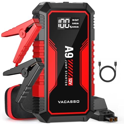 Jump Starter 4000A, VACASSO A9 Battery Jumper Starter Portable (7L Gas/4L Diesel), 12V Car Battery Booster Jump Starters Pack, Jumpstart with USB Ports, Jumper Cables, LED Light, Storage Case