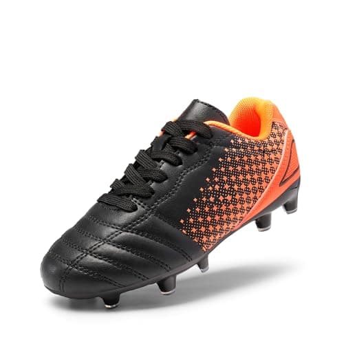 DREAM PAIRS Boys Girls Outdoor Sport Football Shoes Soccer Cleats for Little/Big Kid,Size 10 Toddler,Black/Orange,SUPERFLIGHT-1K
