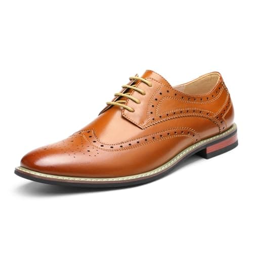 Bruno HOMME MODA ITALY PRINCE Men's Classic Modern Oxford Wingtip Lace Dress Shoes,PRINCE-3-BROWN,7 D(M) US