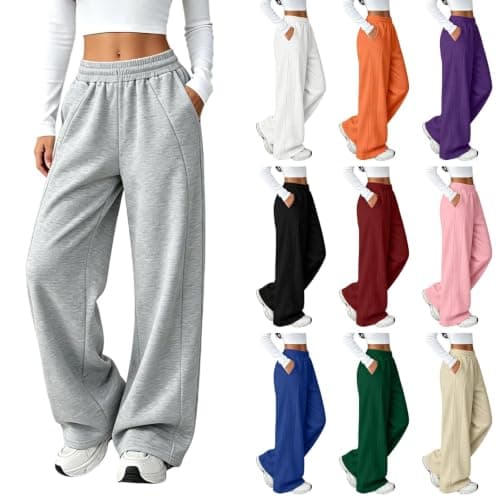 Banmave Wide Leg Sweatpants for Women High Waisted Baggy Sweat Track Pants