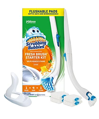 Scrubbing Bubbles Fresh Brush Toilet Bowl Cleaner Kit with Flushable Pads