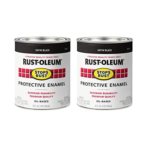 Rust-Oleum 7777502-2PK Stops Rust Brush On Paint, Quart, Satin Black, 2 Pack