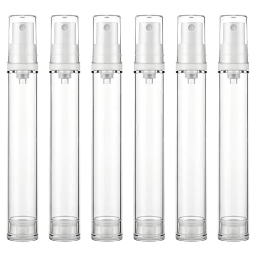 6 Pcs 15ml Airless Pump Bottles, Refillable Vacuum Lotion Containers for Cream, Serum, Foundation & Travel