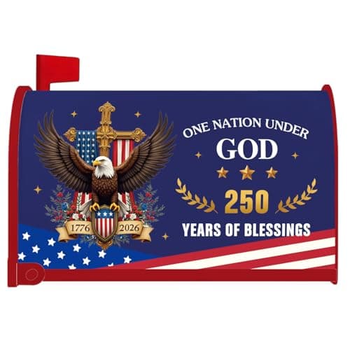 Inisajace 250 Anniversary USA Mailbox Covers Magnetic, America 250th Post Letter Box Cover Wraps Standard Size 18" X 21", Patriotic 1776-2026 One Nation Under God Decor for Outside Garden Yard