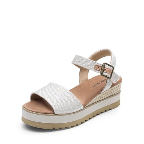DREAM PAIRS Women's Open Toe Buckle Ankle Strap Espadrille Platform Wedge Sandals,Size 6.5,Natural-Canvas,DWUMPS2504