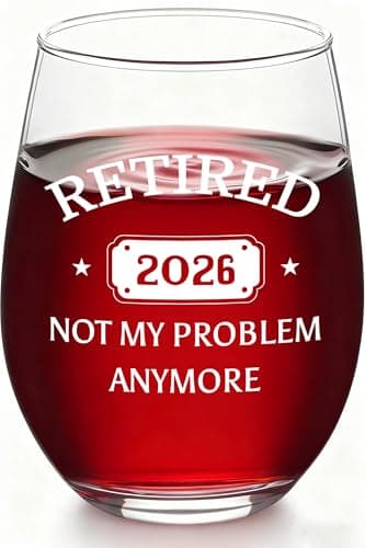 Slugeren Retirement Gifts for Women, Retired 2026 Not My Problem Anymore Wine Glass, Retired Gifts for Coworker Mom Grandma Lady Boss Teacher, 17 Oz