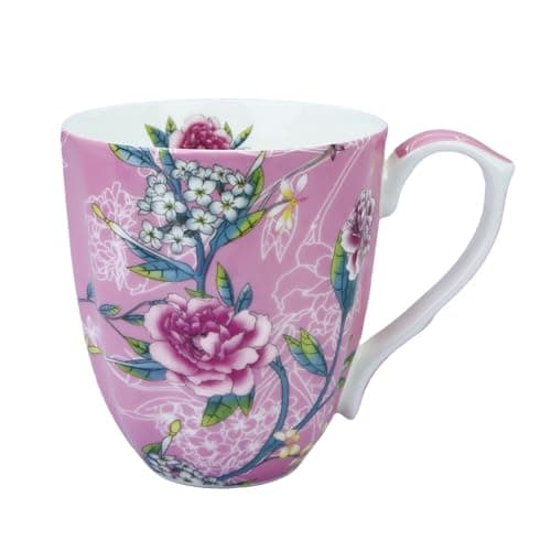 13oz Floral Bone China Mug for Tea and Coffee Lovers Daily Household Use