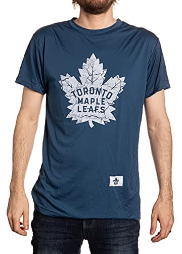 Calhoun NHL Mens Loose Fit Performance Rashguard Wicking Short Sleeve Shirt (Toronto Maple Leafs, XX-Large)