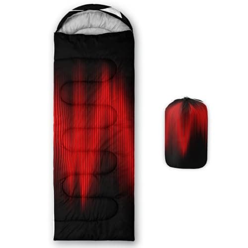 QOOMO Red Stripe Printed Camping Sleeping Bag, 3 Season Warm & Cool Weather,Lightweight,Waterproof Sleeping Bags for Adults & Kids,Traveling,and Outdoors,Camping Gear Equipment, 31x90inch