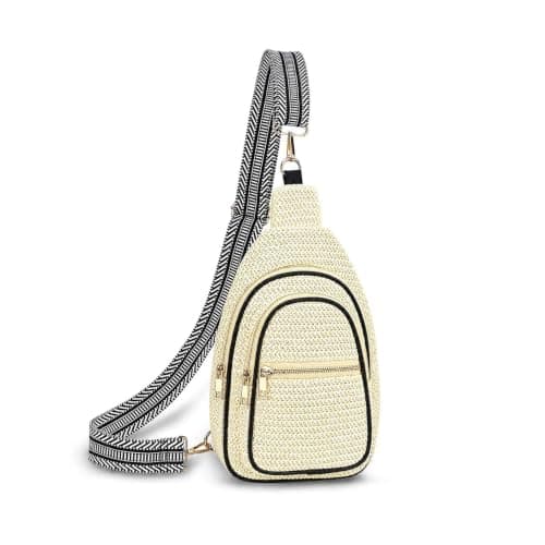 BBORGDC Summer Crossbody Sling Bag for Women, Straw Woven Small Shoulder Purse with Adjustable Strap, Lightweight Vacation & Beach Bag for Travel and Daily Use