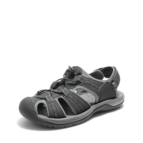 DREAM PAIRS Men's Support Sandals Outdoor Hiking Sandals Closed Toe Athletic Lightweight Walking Comfortable Sandals Water Shoes,Size 6,Black/Dark Grey,DMUMST2503