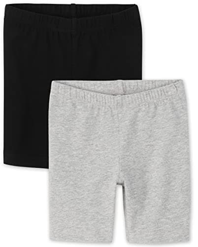 The Children's Place Baby Toddler Girls Bike Shorts, Black/H Gray 2 Pack, 5T