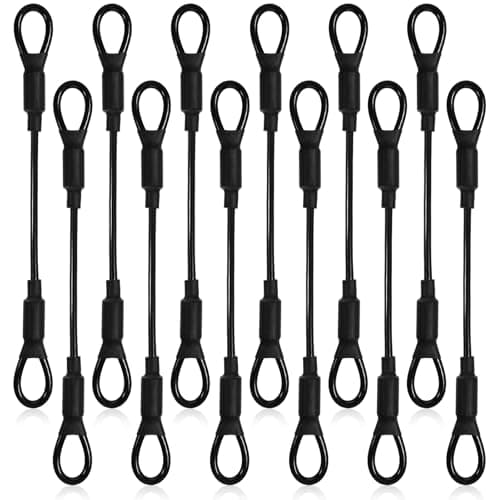 12 Pack 5.9" Stainless Steel PVC Coated Safety Wire Rope, Stainless Steel Wire Rope with Rubber Coated and Loops, Outdoor Travel Security Cable Lock