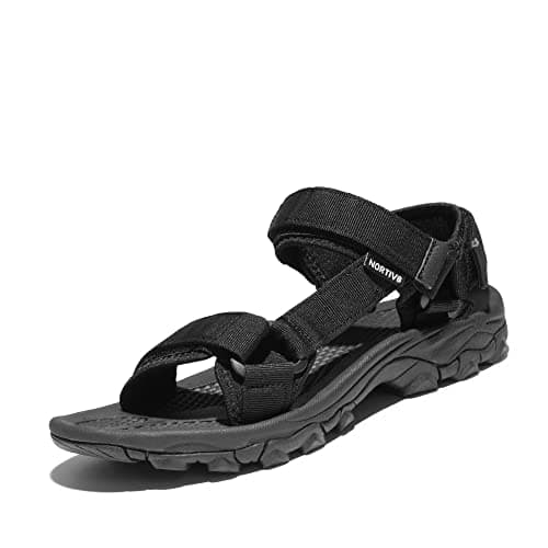 NORTIV 8 Men's Sandals Hiking Sports Lightweight Summer Water Arch Support River Open Toe Athletic Trail Outdoor Walking Sandals Longdo,Size 7,All/Black,LANGDO