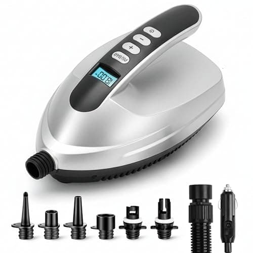 Paddle Board Electric Pump - Portable 16 PSI SUP Pump for Super Fast Inflation, Auto-Off, LCD Display and 12V Car Connector - SUP Inflator for Paddle Boards, Boats & Inflatables