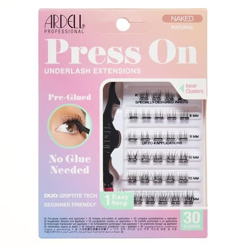 Ardell Naked Press On Lashes Underlash Extensions – Tapered Fibers, Pre-Glued Lash Clusters, Self Adhesive Eyelashes, No Glue Needed Eyelash Clusters, DIY Lash Extension Kit, 1 Pack