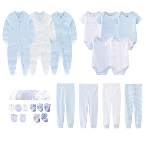 MAMIMAKA Newborn Layette Gift Set 27-Piece Baby Girl Clothes Bodysuits, Pants Essentials and Accessories 9-12Months