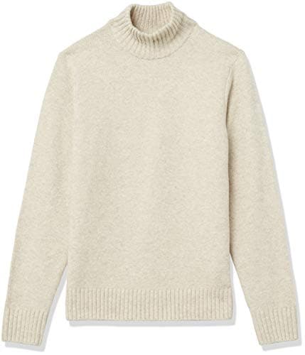 Amazon Essentials Men's Long-Sleeve Soft Touch Cotton Blend Turtleneck Sweater, Off-white, Medium