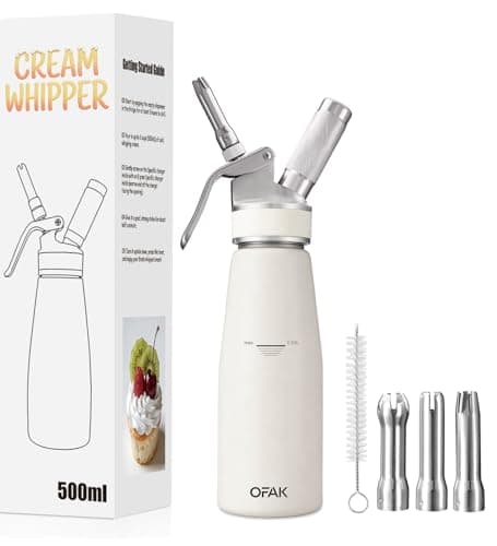 Professional Aluminum Whipped Cream Dispenser – 1 Pint / 500 mL (White)