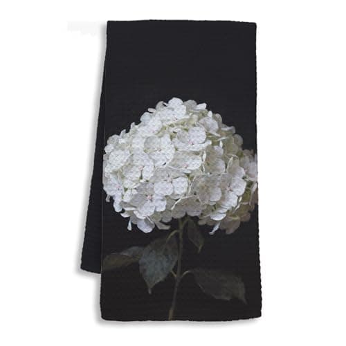 MJYTHNTH Dark Academia Moody White Hydrangea Decorative Hand Tea Towels for Kitchen Bathroom 16x24 Inches, Minimalist Vintage Nature Hydrangea Floral Kitchen Dish Towels