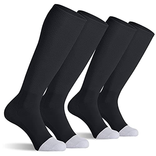 CELERSPORT 2 Pack Baseball Soccer Softball Socks For Youth Kids Men Women Multi-sport Tube Knee High Socks Black Medium