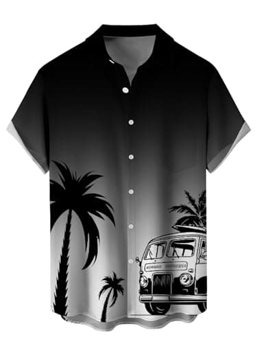 WRITKC Tropical Shirts Button Down Holiday Casual Hawaiian Short Sleeve Men Loose Beach Shirts