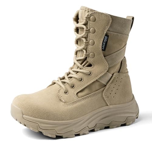 LACKWAR Women's 8 Inch Hiking Tactical Combat Military Work Boots,Tan,9