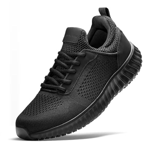 Bruno Marc Men's Non Slip Work Shoes Walking Zapatos Trabajo Black & Lightweight Food Service Chef Kitchen Restaurant Resistant Sneakers,Size 7.5,Black,SBWO2302M