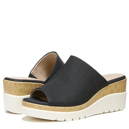 Naturalizer SOUL Women's Goodtimes Mule Slip On Wedge Sandal Black 11M