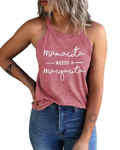 Womens Sleeveless Halter Tank Tops Mamacita Basic Cami Workout Tees Shirts Athletic Yoga Racerback Running Tops Gym Exercise Shirts, Red XL