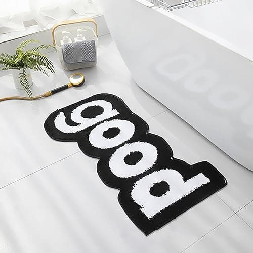 LEVINIS Funny Cute Bath Mat, Black and White Bedroom Bedside Rug Shaggy Soft Accent Rug for Bathroom, Bedroom, Living Room, Dorm, Office, Hotel 41.3''×23.6''