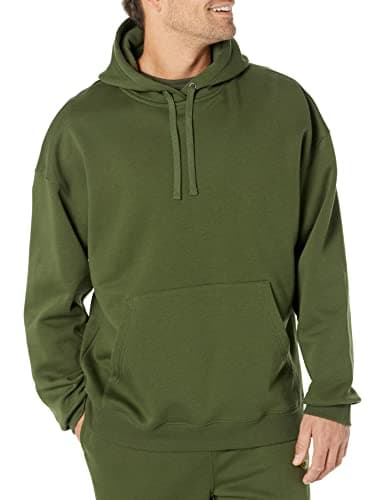 Amazon Essentials Men's Oversized-Fit Hooded Sweatshirt, Midweight Fleece, Dark Olive, XX-Large