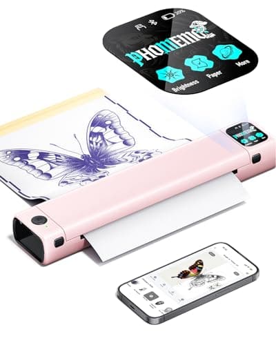 Phomemo M08F Plus Tattoo Stencil Printer with Touchscreen, Bluetooth Tattoo Printer Machine with 10pcs Transfer Paper, Compatible with Phone, Tablet, PC, Tattoo Supplies for Professionals, Pink
