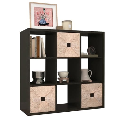 CTESNE [2026 Wooden Thick Frame 9 Cube Storage Organizer Shelf with Anti-Tipping Kits + Reversible Open Back Bookcase, Horizontal and Vertical Dual-use（Chocolate,11inch）