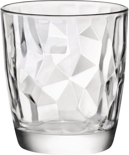 Freedom Farms Set of 6 Diamond Cut Whiskey Glasses – 13.25 oz Clear Double Old Fashioned Cocktail Tumblers (6)
