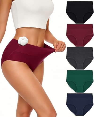 SIMIYA Cotton Underwear for Women Moisture Wicking Full Coverage Stretch Briefs Womens High Waisted Panties Ladies Plus Size 5 Pack