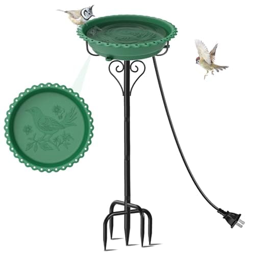 ODSNANIE Bird Bath for Outside,12" Plastic Removable Bowl,Green